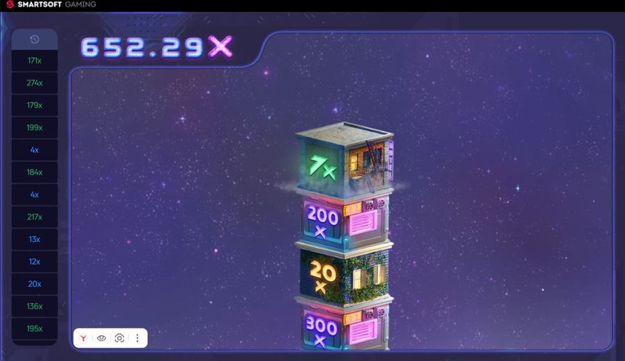 Tower X Place Your Bets screen — official interface with recent multipliers panel on left